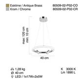 LUCEA 80509-02-P02-CO SELESTE LEDLI ESKITME SARKIT 15W+10W 3000K - 2