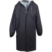 Deri Yağmurluk Siyah Pardesü Boy Polarlı Astar Su Ve Rüzgar Geçirmez - 1