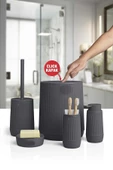 Banyo Seti Plastik Antrasit Renk 5 Parça Akıllı Çöp Kovası thumbnail 1