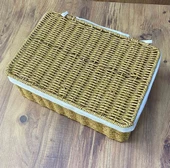 Rattan Örme Kapaklı Kutu Orta Boy Çok Amaçlı Kapaklı Sepet thumbnail 2