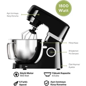 Siyah Hamur Yoğurma 1800WATT 4.5lt Dondurma Yapma Aprt. Sm-02 - 2