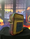 Kilim dokuma deri detay otantik bordo askılı omuz çantası - 3