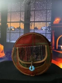 Yuvarlak Kilim dokuma otantik bordo askılı omuz çantası - 4