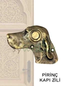 Köpek motif pirinç döküm dekoratif motifli kapı zili villa ev antik thumbnail 1