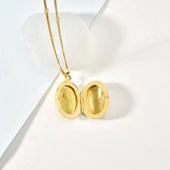 925 Ayar Altın Mikron Kaplama Oval Madolyon Kolye - CN00425 thumbnail 3