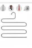 5 Katlı Krom Pantolon Askısı Gardırop Askı Eşarp Şal Havlu Askısı Dolap İçi Düzenleyici Askılık - 1