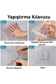 5 Çift Şeffaf Yapışkanlı Geçmeli Klips Eşya Tablo Resim Duvar Banyo Sabitleme Askısı Tutucu Askı Kancası - 5