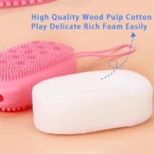 Banyo Hamam Lifi Süngerli Silikon Banyo Duş Peeling Kesesi Sabun Jel Süngeri Cilt Masaj Fırçası - 7