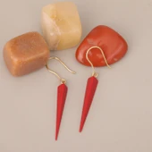 925 Ayar Gümüş  Gerçek ve Doğal Çubuk Mercan Taşlı Sallantılı  Küpe - ES00150 thumbnail 5