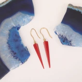 925 Ayar Gümüş  Gerçek ve Doğal Çubuk Mercan Taşlı Sallantılı  Küpe - ES00150 thumbnail 4