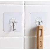 5 Adet Güçlü Şeffaf Yapışkan Duvar Askılar Banyo Mutfak Dolap Havlu Kanca Askısı Askı - 4