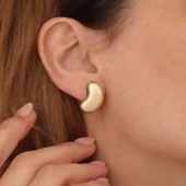 18 Ayar Altın Mikron Kaplama Fasulye Temalı Tasarım Gümüş Küpe - E00273 thumbnail 1