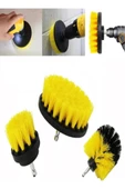 3 lü Matkap Ucu Temizlik Fırça Seti Jant Lastik Tekerlek Koltuk Halı Derz Yıkama Temizleme Fırçası - 1