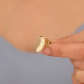 18 Ayar Altın Mikron Kaplama Fasulye Temalı Tasarım Gümüş Küpe - E00273 thumbnail 3