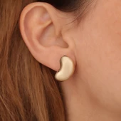 18 Ayar Altın Mikron Kaplama Fasulye Temalı Tasarım Gümüş Küpe - E00273 thumbnail 2