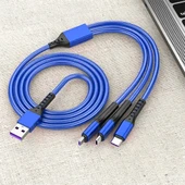 POWERMASTER PM-26334 3IN1 MAVİ 1.2 METRE (MICRO USB - LIGHTNING - TYPE C) TELEFON ŞARJ KABLOSU - 3
