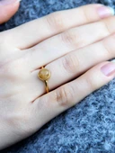 Doğal Taş Sitrin Yuvarlak Doğal Taşlı Altın Kaplama Ayarlanabilir Kadın Yüzük euy53s thumbnail 2