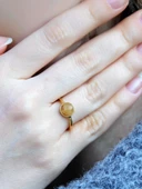 Doğal Taş Sitrin Yuvarlak Doğal Taşlı Altın Kaplama Ayarlanabilir Kadın Yüzük euy53s thumbnail 1