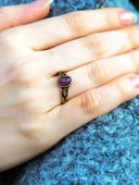 Doğal Taş Ametist Doğal Taşlı Ayarlanabilir Antik Kadın Yüzük euy54amt thumbnail 2