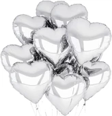 Metalize Parlak Gümüş Kalp Şekilli Uçan Balon Folyo 18 İnç 45 Cm 10 Adet - 5