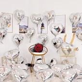 Metalize Parlak Gümüş Kalp Şekilli Uçan Balon Folyo 18 İnç 45 Cm 10 Adet - 2