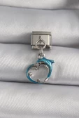 Gümüş Renk Sallantı Yunus Balığı Model Nomination Charm - EBJ250113W30346 - 1