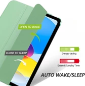 İpad 10. Nesil 10.9 / A16 2025 Uyumlu Kılıf Uyku Modlu Pu Deri Smart Standlı A2696 A2757 A3355 A3356  AÇIK YEŞİL thumbnail 3