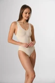 Kadın Beyaz Kalın Askılı Çıtçıtlı Body Korse Yeni Sezon - 1