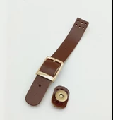 Çanta Aksesuar 18x2,3 cm Kızıl Kahve Gerçek Deri Tokalı Çanta Kapağı Light Gold Metalli - 1