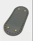 Çanta Aksesuar Suni Deri Gri Renk 25X12 cm Oval Çanta Tabanı (Light Gold Aparatlı) - 1