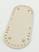 Çanta Aksesuar Suni Deri Krem Renk 25X12 cm Oval Çanta Tabanı (Gümüş Aparatlı) - 1