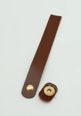 Çanta Aksesuar 18x2,3 cm Kızıl Kahve Gerçek Deri Düz Çanta Kapağı Light Gold Metalli - 1