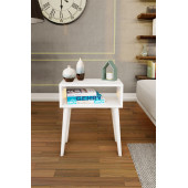 Yeni Konsept Beyaz Başucu Yan Sehpa Komodin - 1