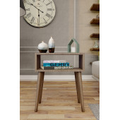 Yeni Konsept Ceviz Başucu Yan Sehpa Komodin - 1