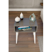 Yeni Konsept Antrasit Başucu Yan Sehpa Komodin(Beyaz Ayak) - 1