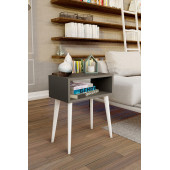 Yeni Konsept Antrasit Başucu Yan Sehpa Komodin(Beyaz Ayak) - 2