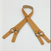 Çanta Aksesuar Hardal Renk Karedört Model Gerçek Deri Çanta Sapı (Antik Metal) - 1