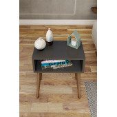 Yeni Konsept Antrasit Başucu Yan Sehpa Komodin(Ceviz Ayak) - 1