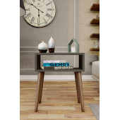 Yeni Konsept Antrasit Başucu Yan Sehpa Komodin(Ceviz Ayak) - 4