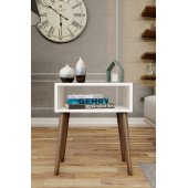 Yeni Konsept Beyaz Başucu Yan Sehpa Komodin(Ceviz Ayak) - 3