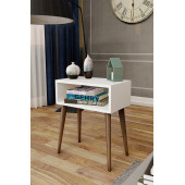 Yeni Konsept Beyaz Başucu Yan Sehpa Komodin(Ceviz Ayak) - 4