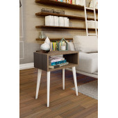 Yeni Konsept Ceviz Başucu Yan Sehpa Komodin(Beyaz Ayak) - 3