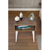 Yeni Konsept Ceviz Başucu Yan Sehpa Komodin(Beyaz Ayak) - 4