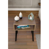 Yeni Konsept Ceviz Başucu Yan Sehpa Komodin(Siyah Ayak) - 1