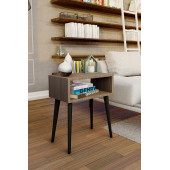 Yeni Konsept Ceviz Başucu Yan Sehpa Komodin(Siyah Ayak) - 2