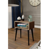 Yeni Konsept Ceviz Başucu Yan Sehpa Komodin(Siyah Ayak) - 3