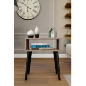 Yeni Konsept Ceviz Başucu Yan Sehpa Komodin(Siyah Ayak) - 4