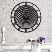 Meksika Dalgası Dekoratif Siyah Metal Kasa Duvar Saati 100 x 100 cm - 1