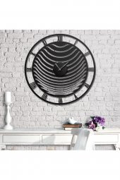 Meksika Dalgası Dekoratif Siyah Metal Kasa Duvar Saati 100 x 100 cm - 2