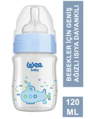 Wee Baby  Klasik Geniş Ağızlı Isıya Dayanıklı Cam Biberon 0-6 Ay 120 ml - 139 -Mavi - 1